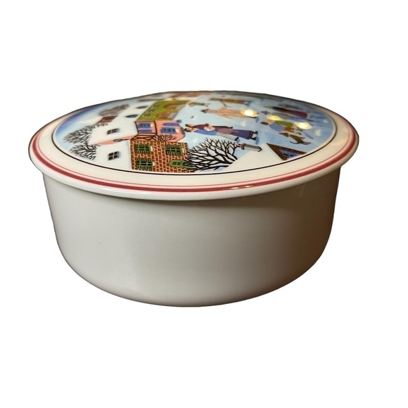 VTG Villeroy And Boch Porcelaine LaPlau Trinket Candy Dish Dancing Bear Village - Picture 7 of 12